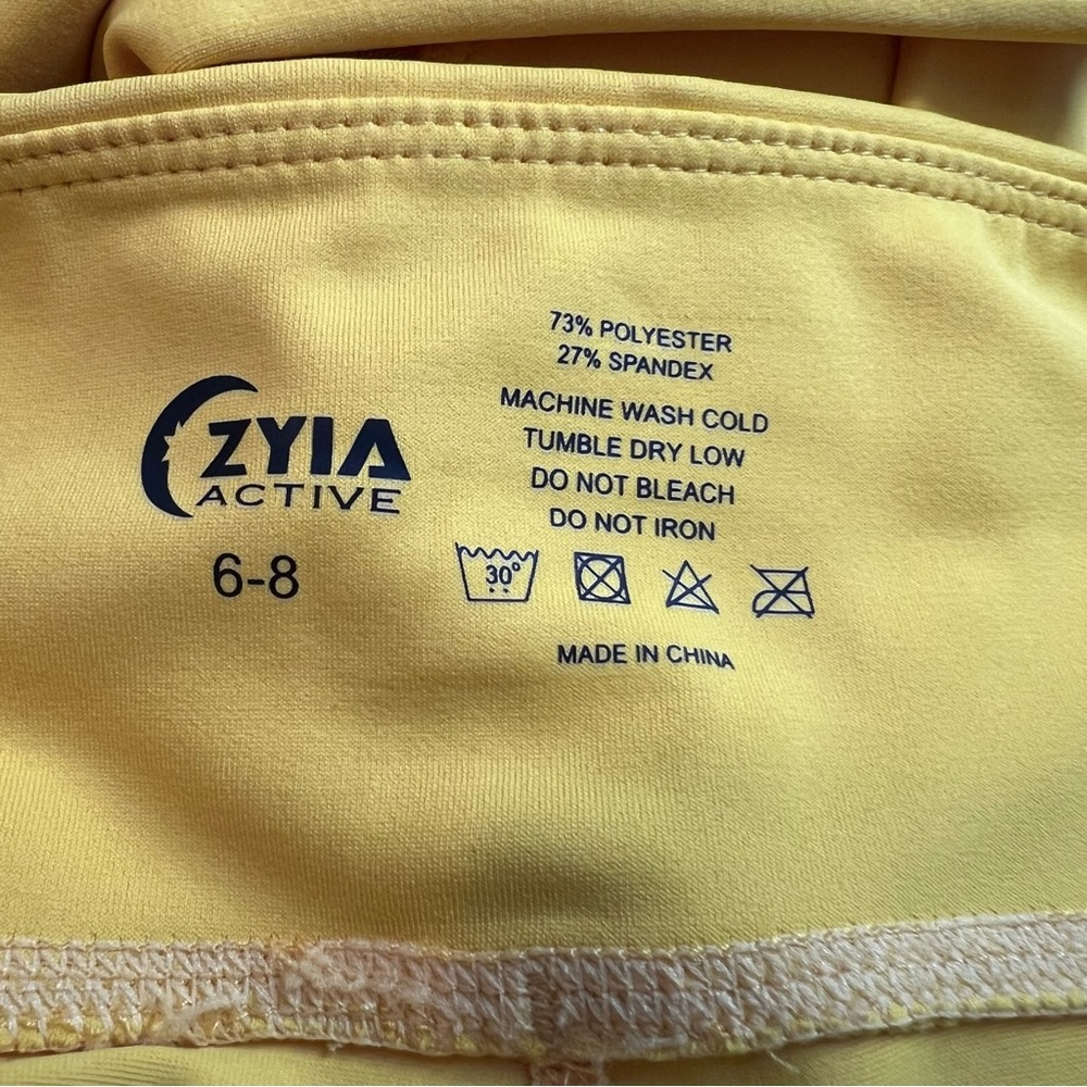 ZYIA Active Yellow Daffodil Mesh Rushed Ruffled Light N Tight Leggings Size 6-8 - Picture 4 of 9